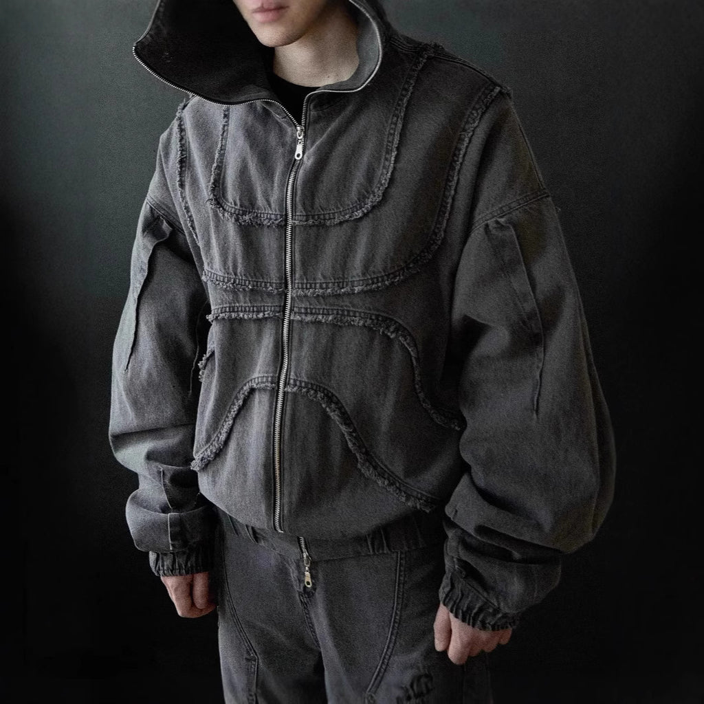 Abstract Men's Zipper Hooded Sweater