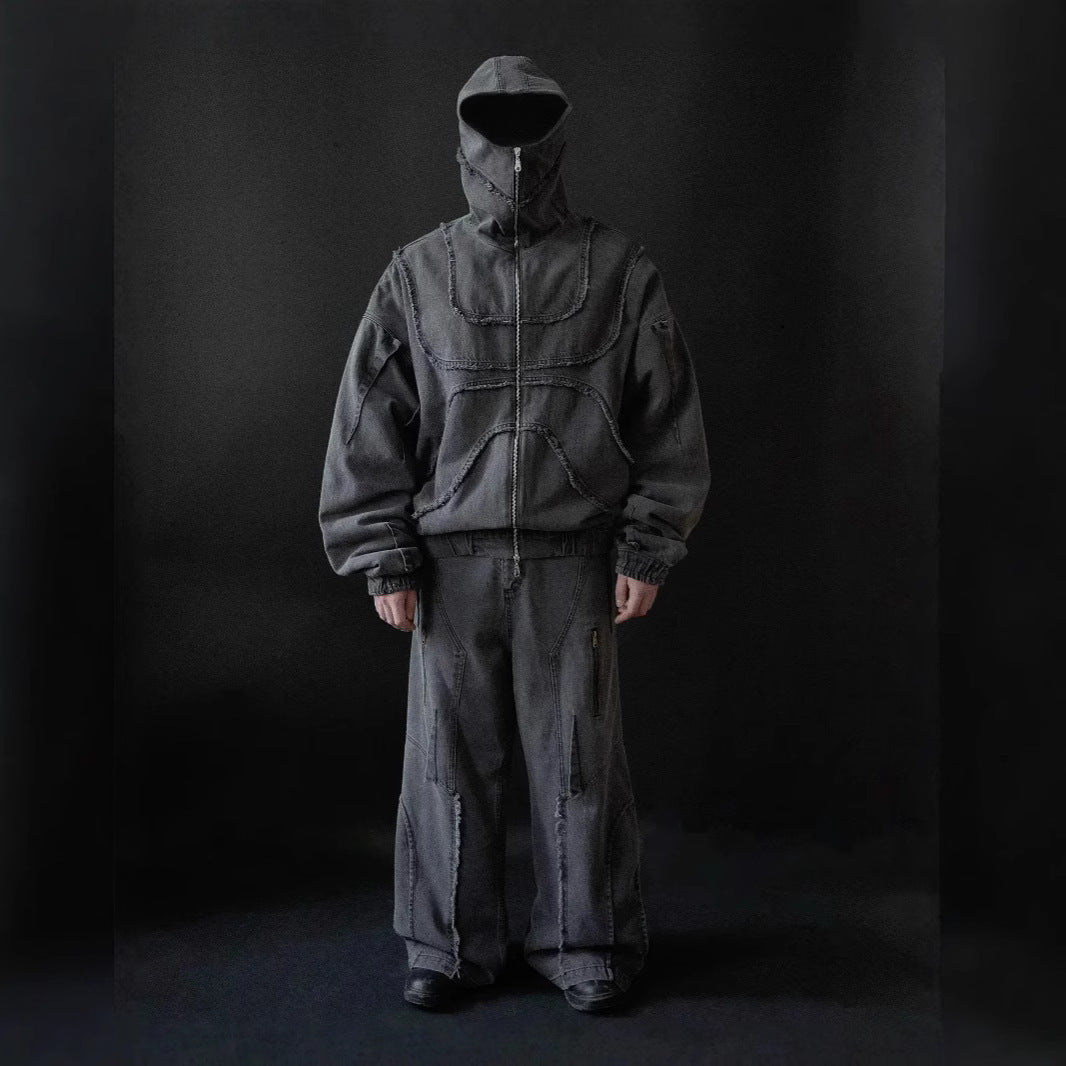 Abstract Men's Zipper Hooded Sweater