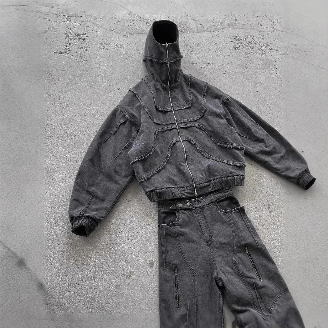 Abstract Men's Zipper Hooded Sweater